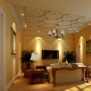 美式风格客厅碎花墙纸装修效果图